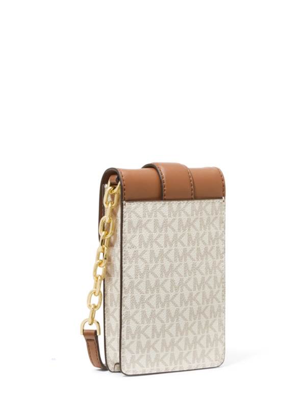 Damske Spojková Taška Michael Kors Carmen Small Logo Smartphone Biele Žlté - Kabelky Michael Kors Sleva | RXDFG-0468
